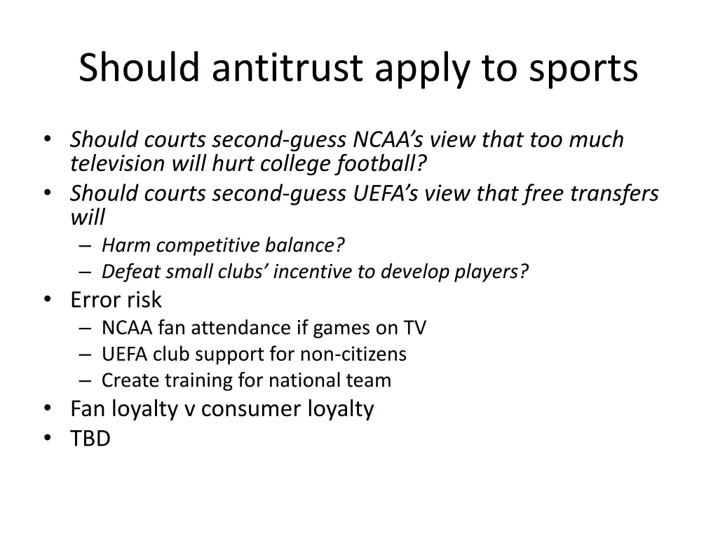 should antitrust apply to sports