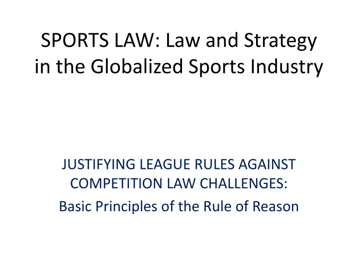 sports law law and strategy in the globalized