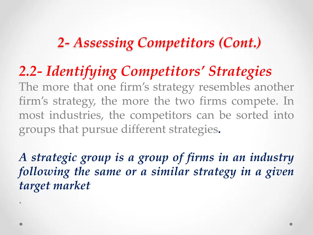 2 assessing competitors cont