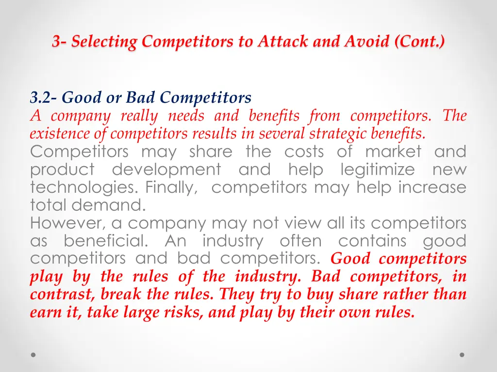 3 selecting competitors to attack and avoid cont