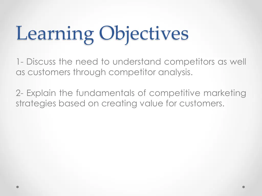 learning objectives