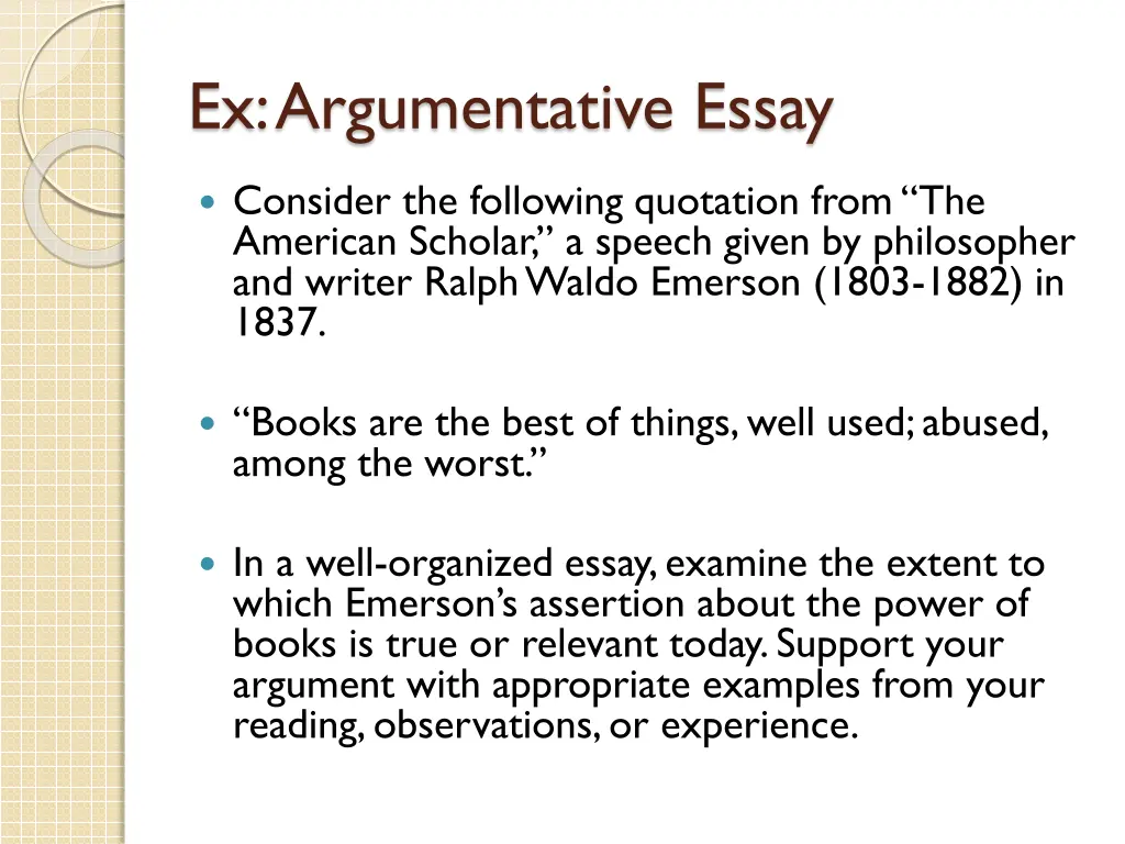 ex argumentative essay