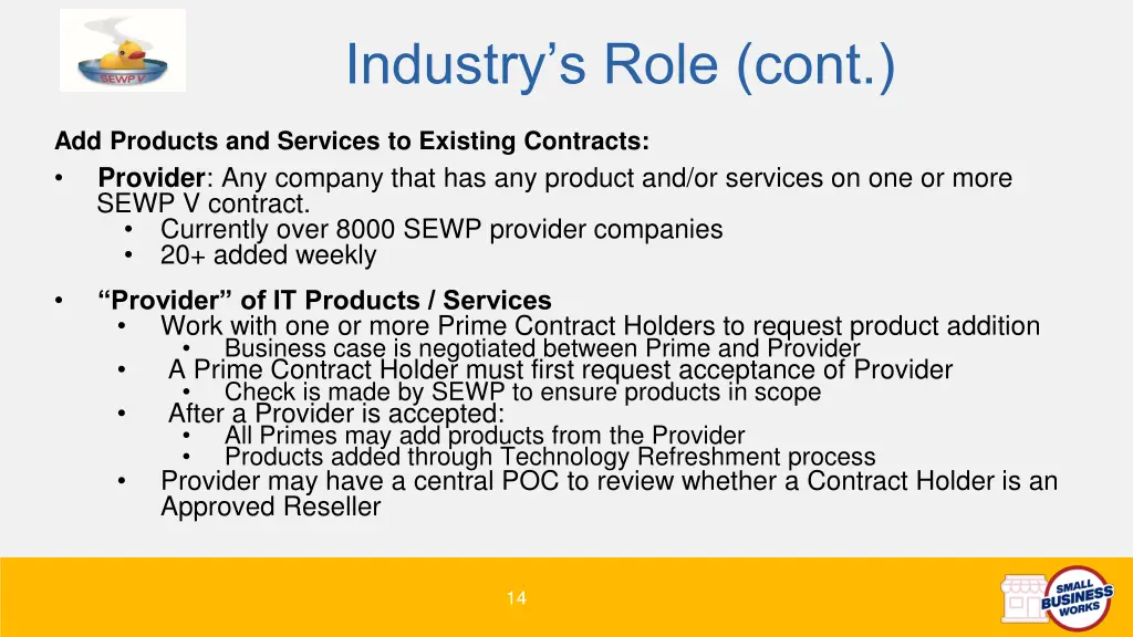 industry s role cont