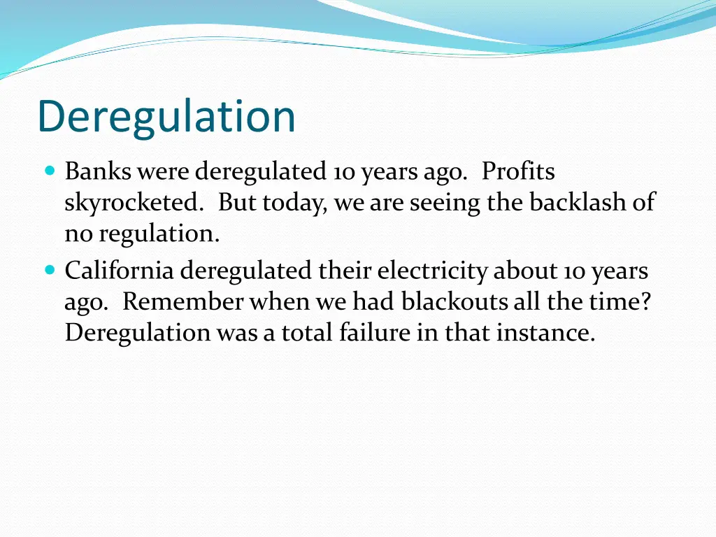 deregulation 1