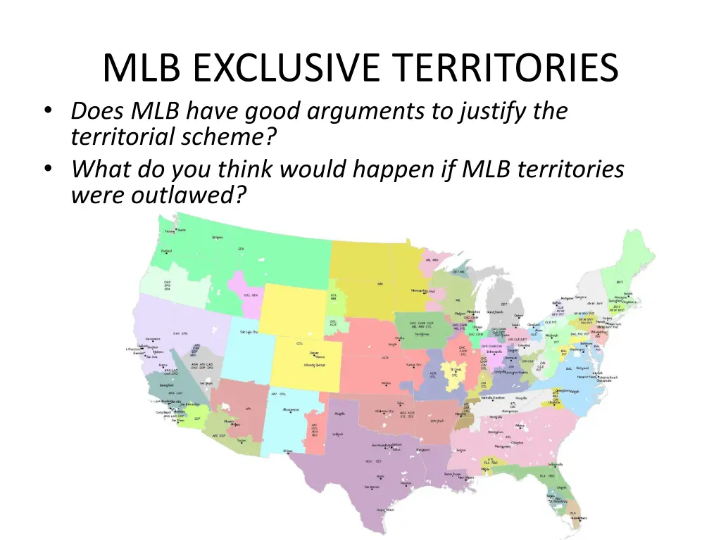 mlb exclusive territories does mlb have good