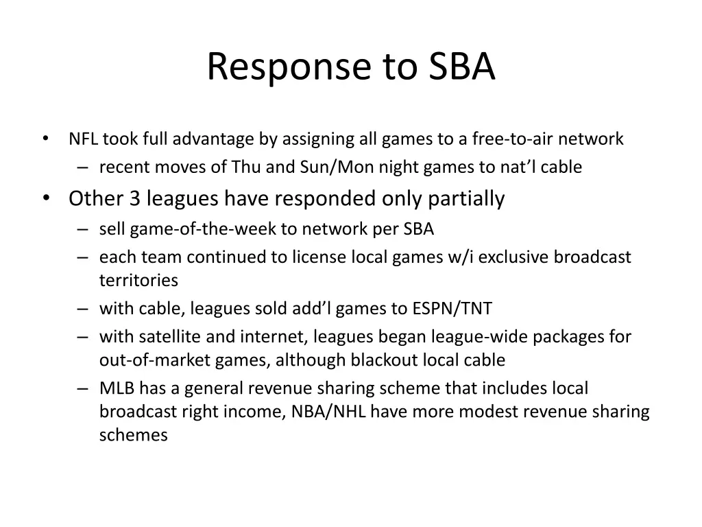 response to sba