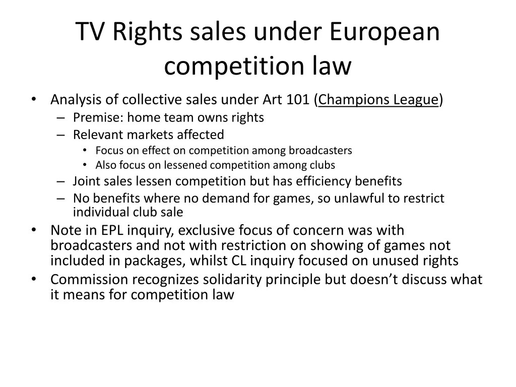 tv rights sales under european competition law