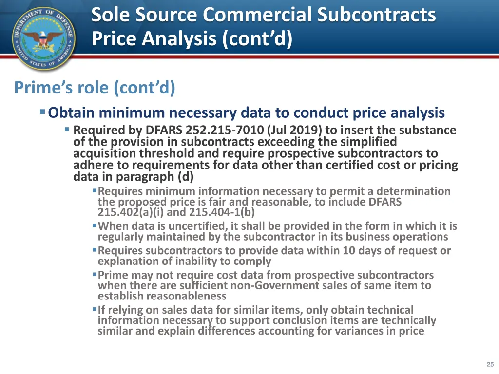 sole source commercial subcontracts price