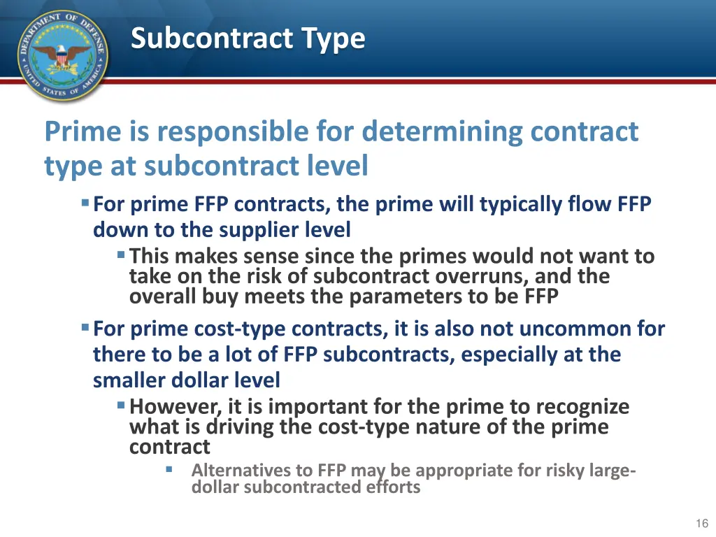 subcontract type