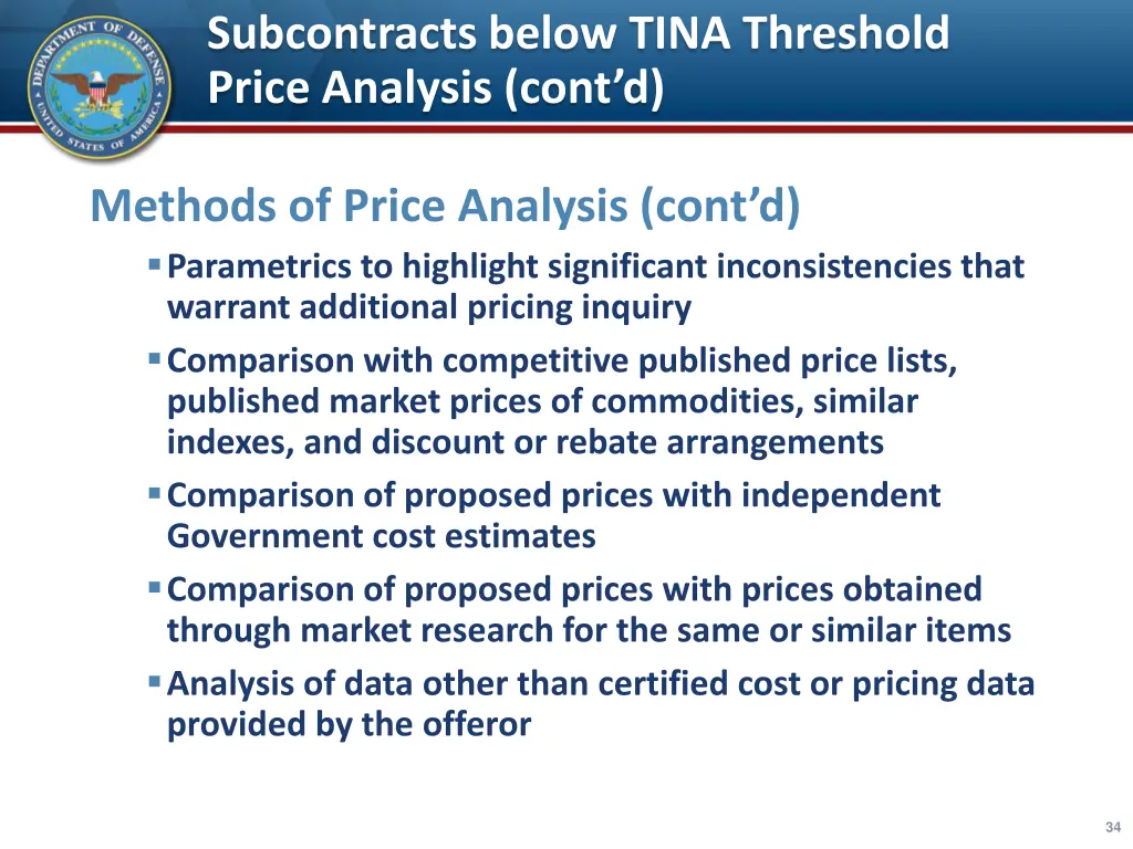 subcontracts below tina threshold price analysis 1