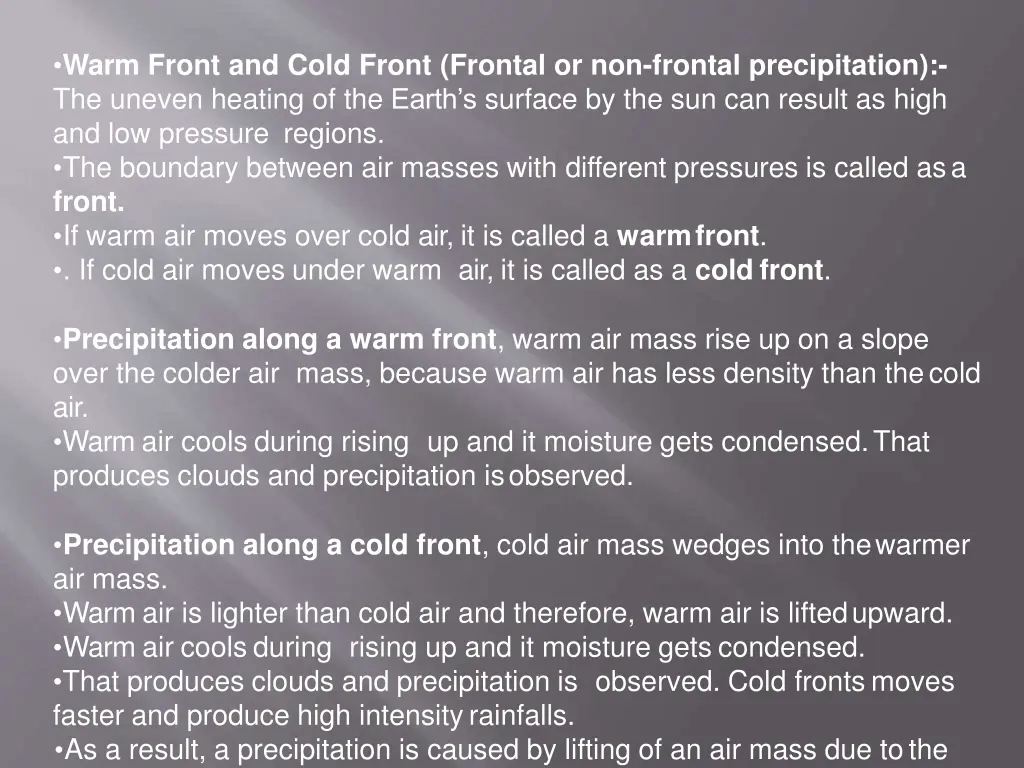 warm front and cold front frontal or non frontal