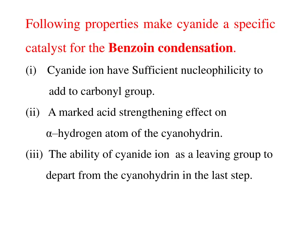 following properties make cyanide a specific