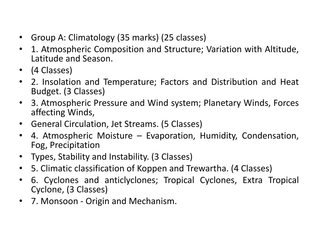 group a climatology 35 marks 25 classes