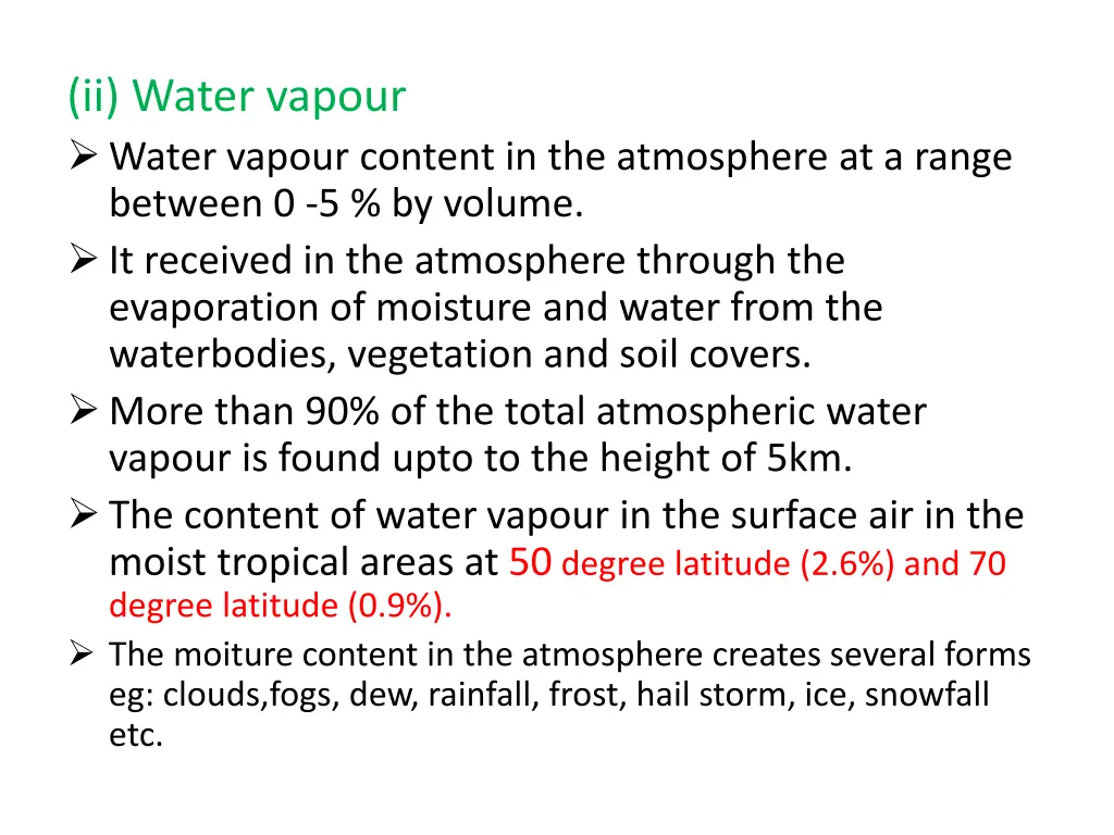 ii water vapour water vapour content