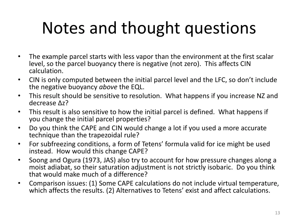 notes and thought questions