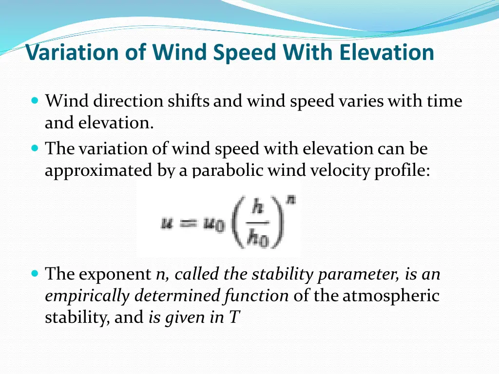 variation of wind speed with elevation