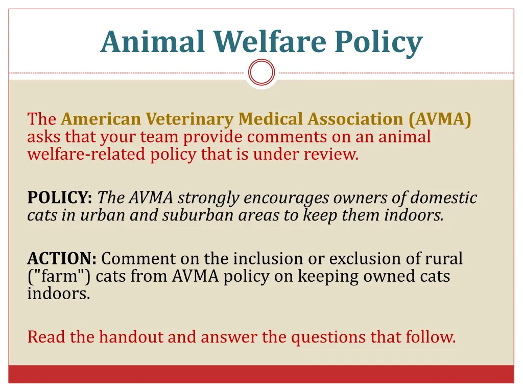 animal welfare policy