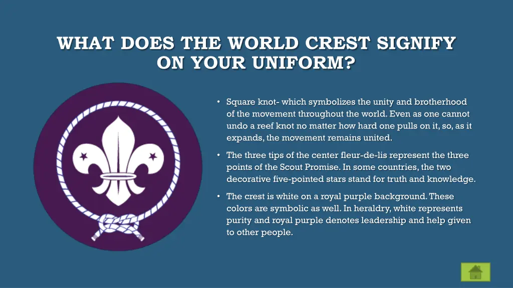 what does the world crest signify on your uniform