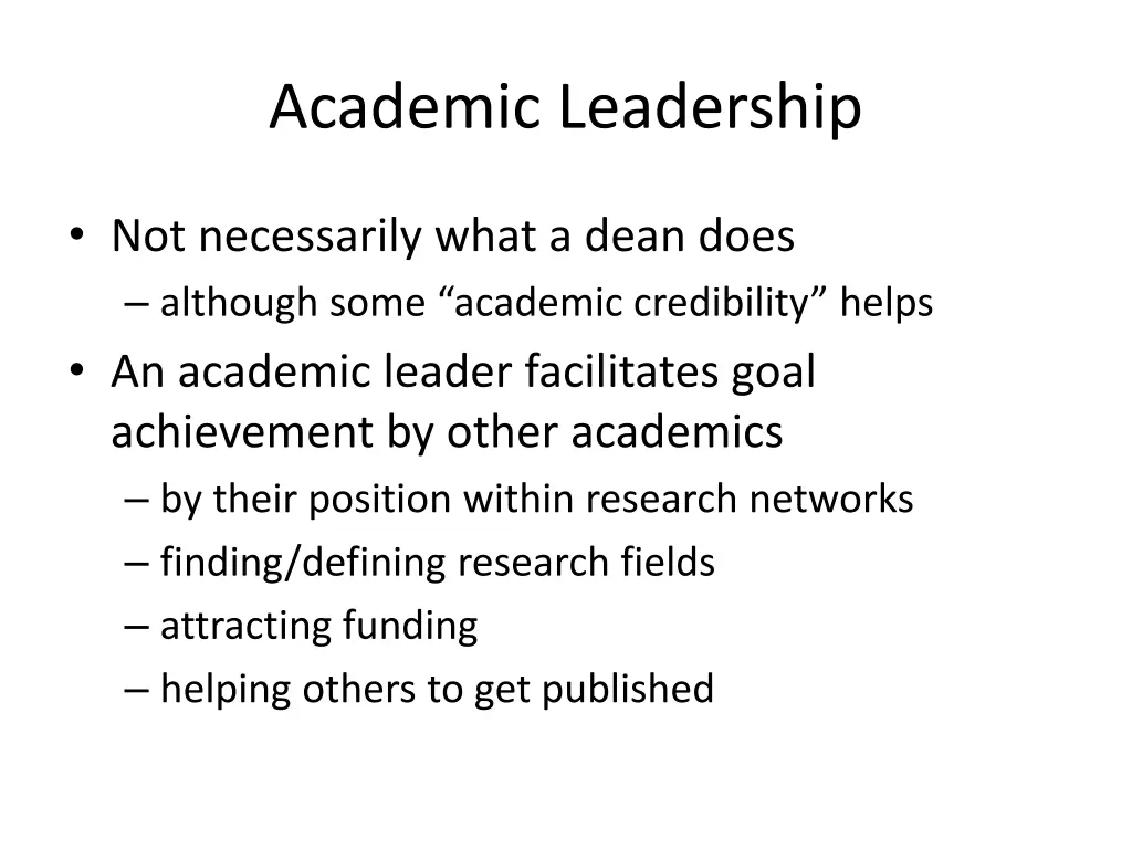 academic leadership