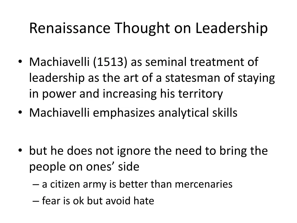 renaissance thought on leadership