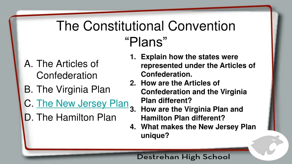 the constitutional convention plans 1 explain