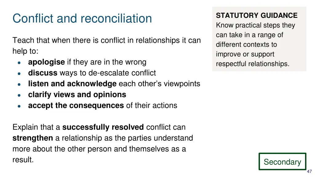 conflict and reconciliation