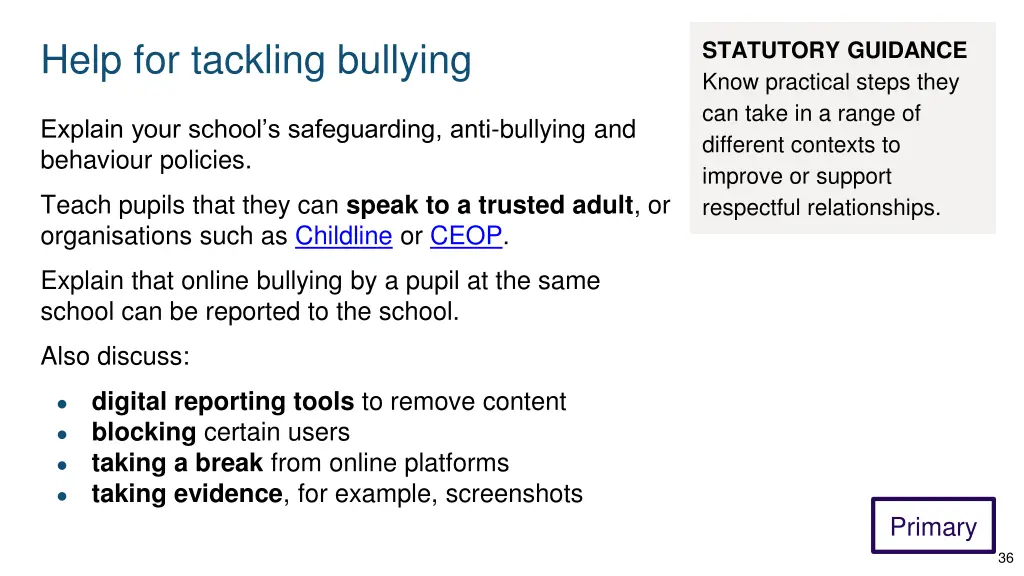 help for tackling bullying