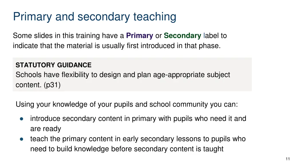 primary and secondary teaching