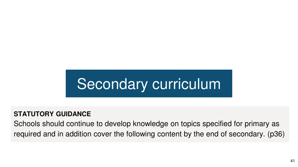 secondary curriculum