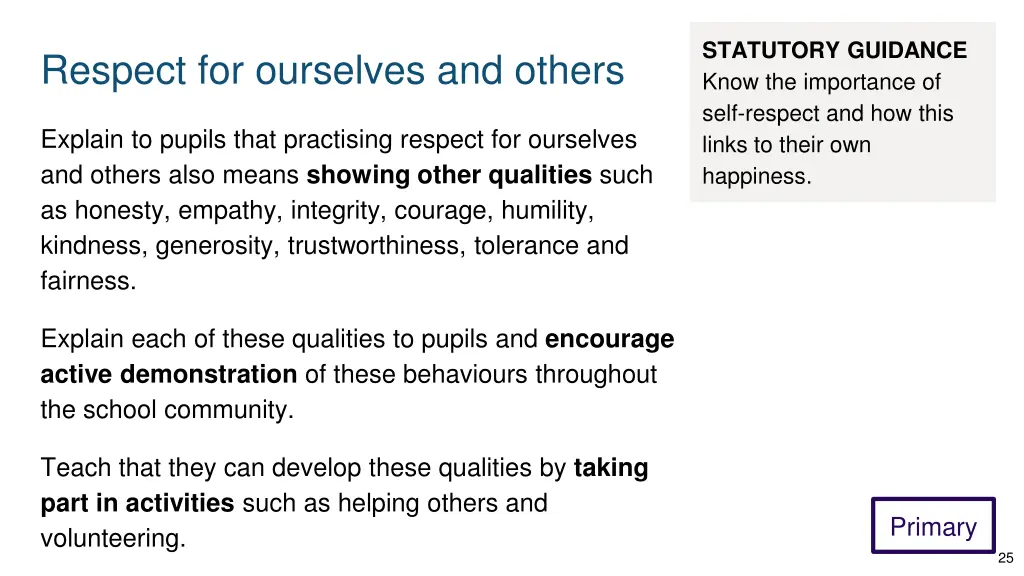 statutory guidance know the importance of self 1