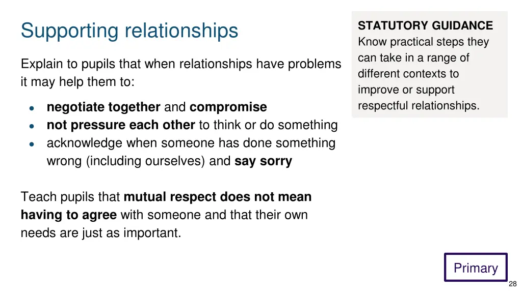 supporting relationships