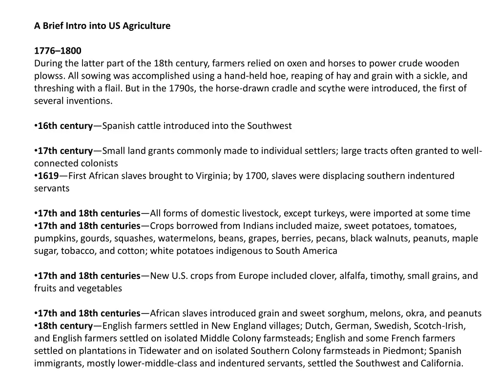 a brief intro into us agriculture