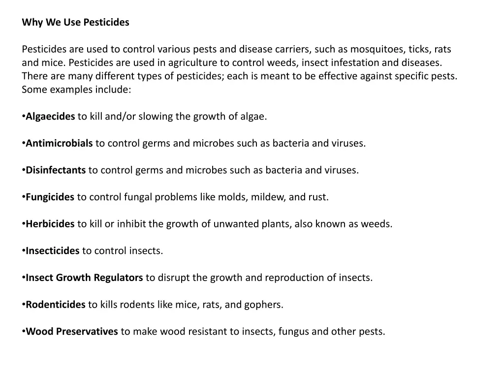 why we use pesticides