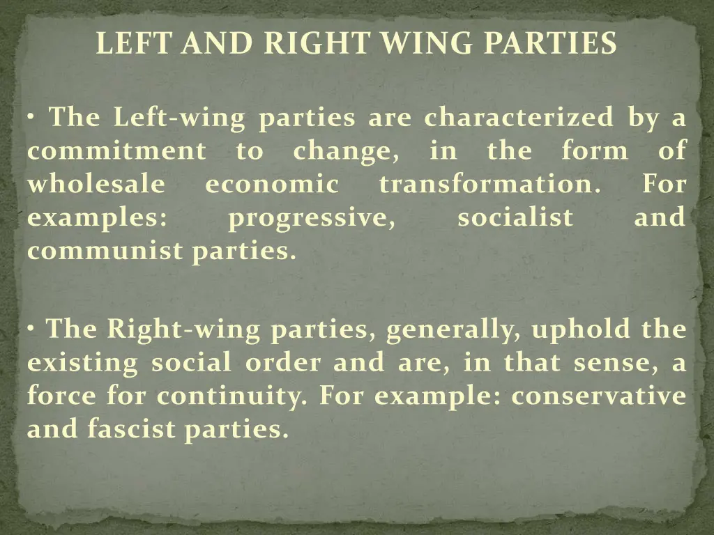 left and right wing parties