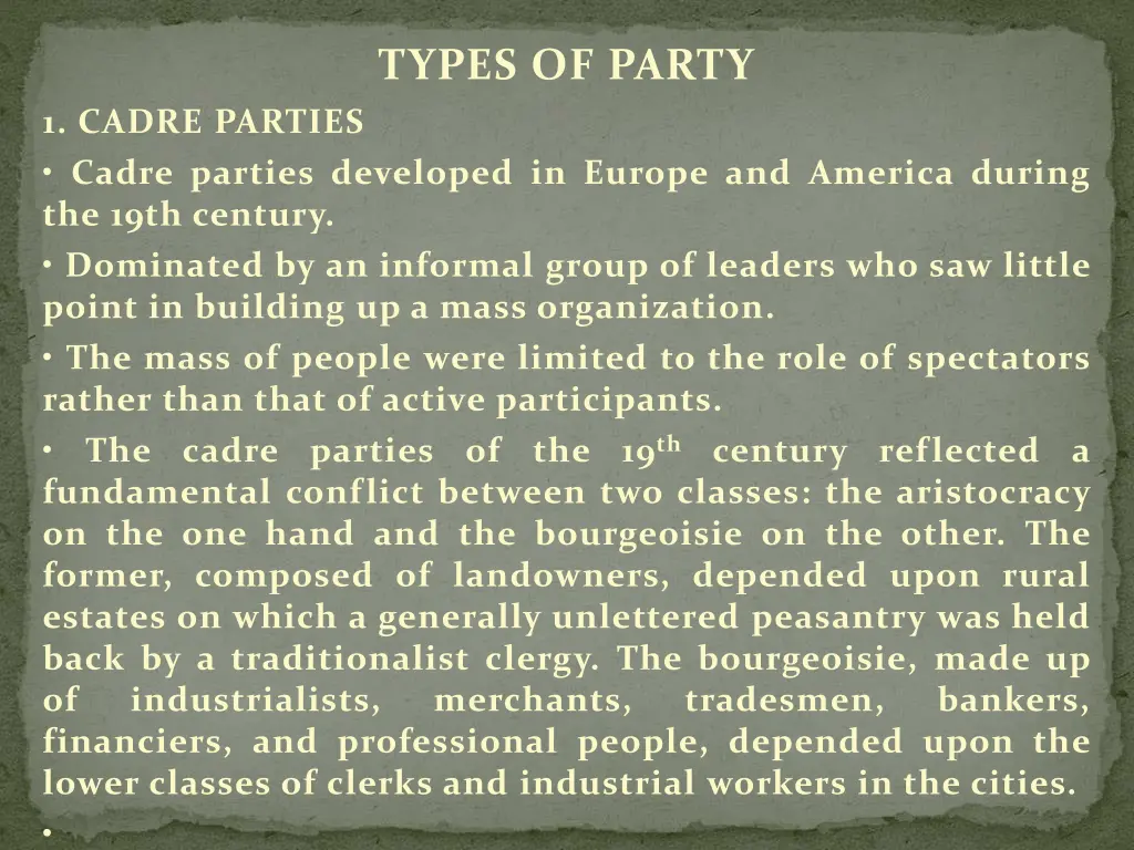 types of party