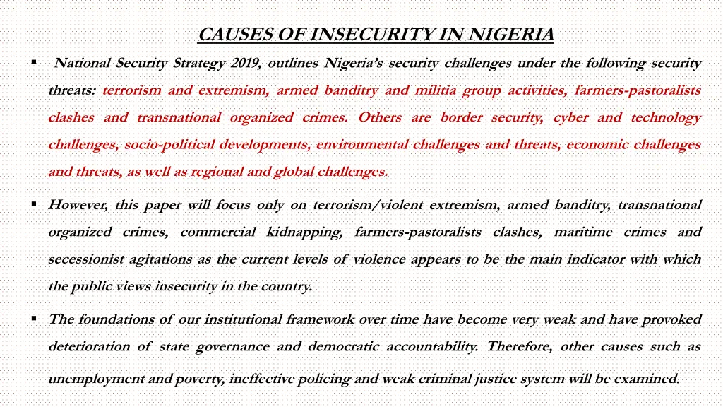 causes of insecurity in nigeria