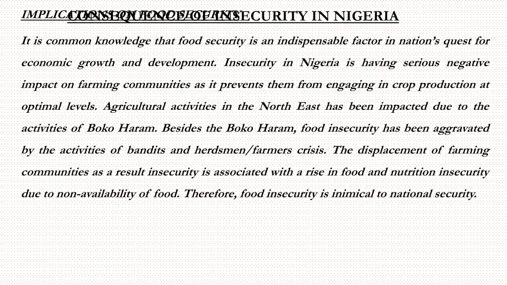 implications on food security consequence