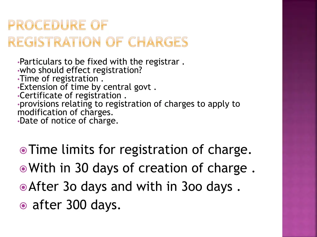 procedure of registration of charges