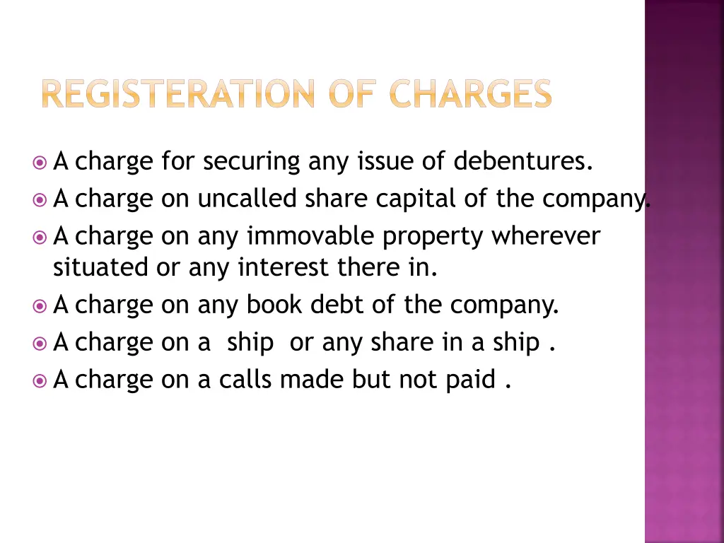 registeration of charges