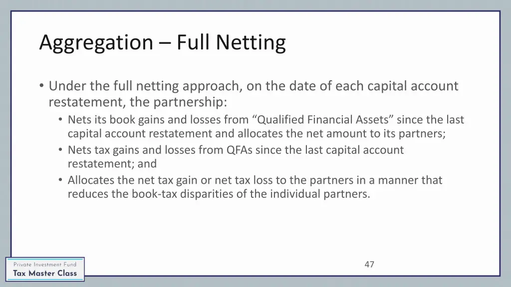 aggregation full netting