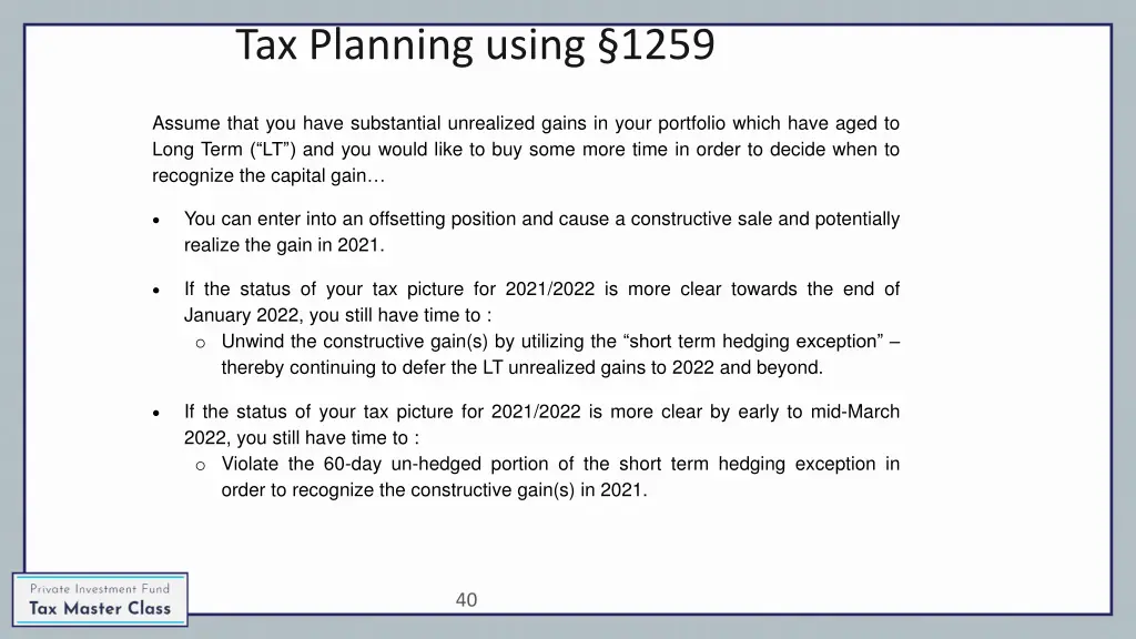 tax planning using 1259