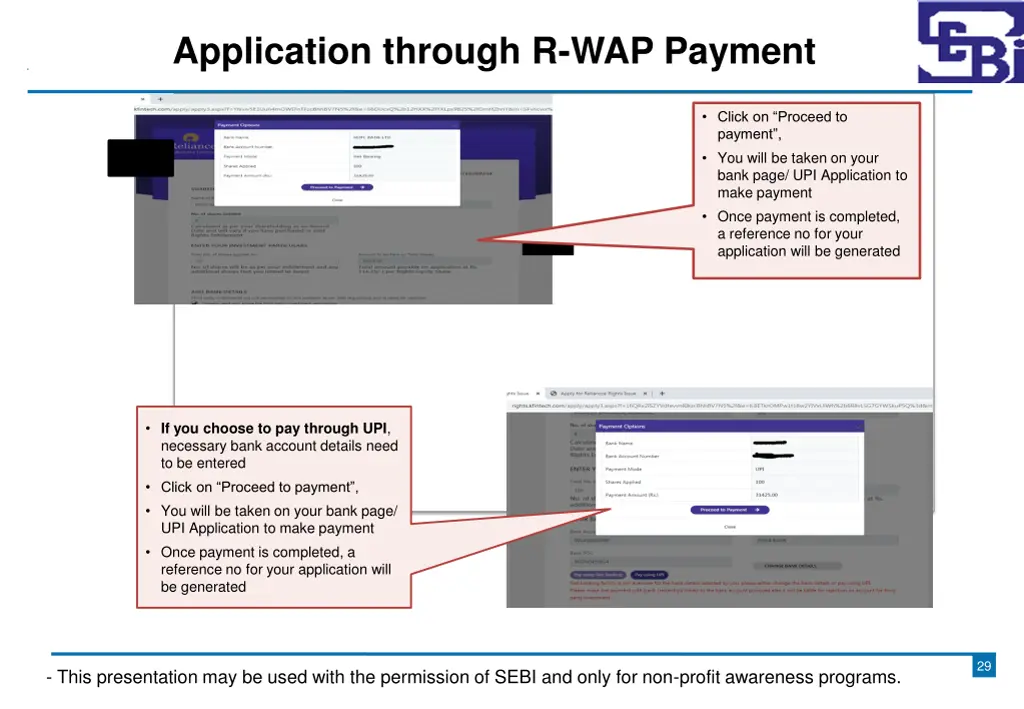 application through r wap payment