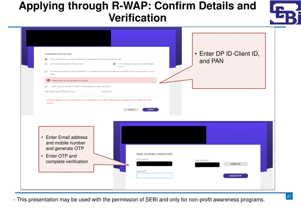 applying through r wap confirm details