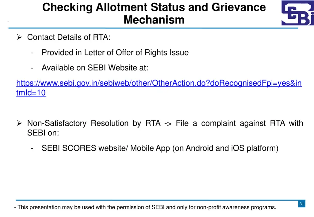 checking allotment status and grievance mechanism 1