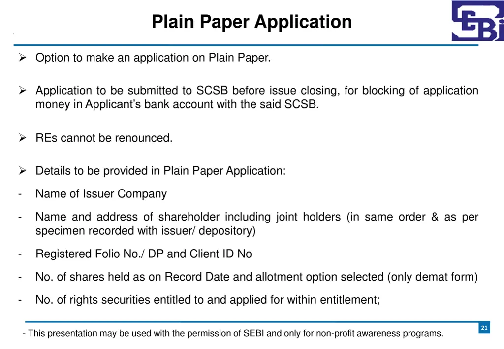 plain paper application