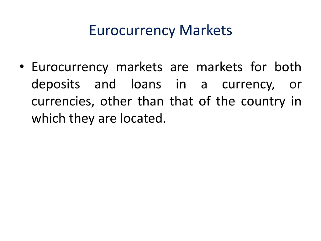 eurocurrency markets 1