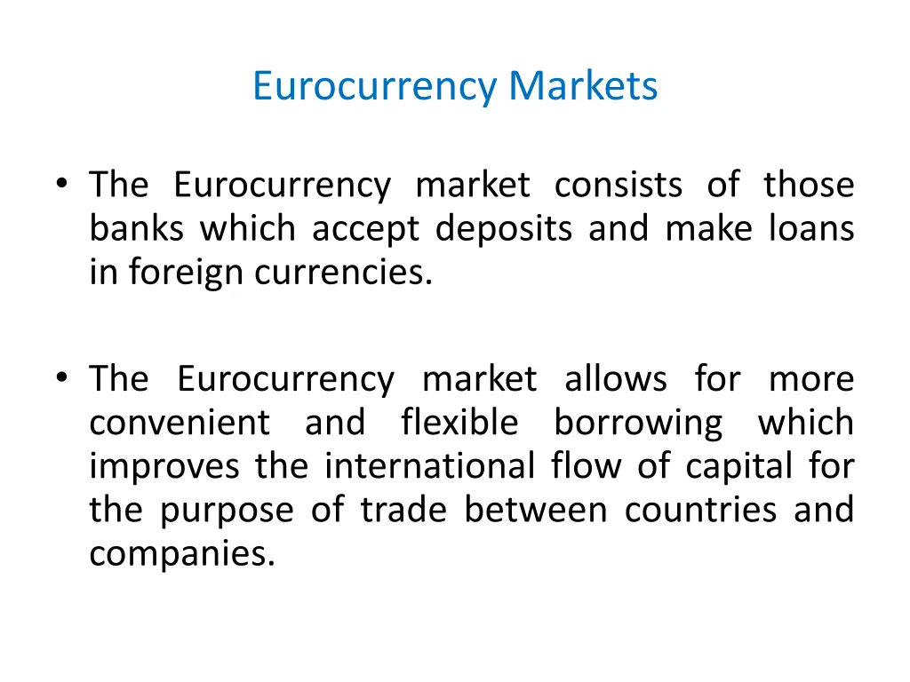 eurocurrency markets 2