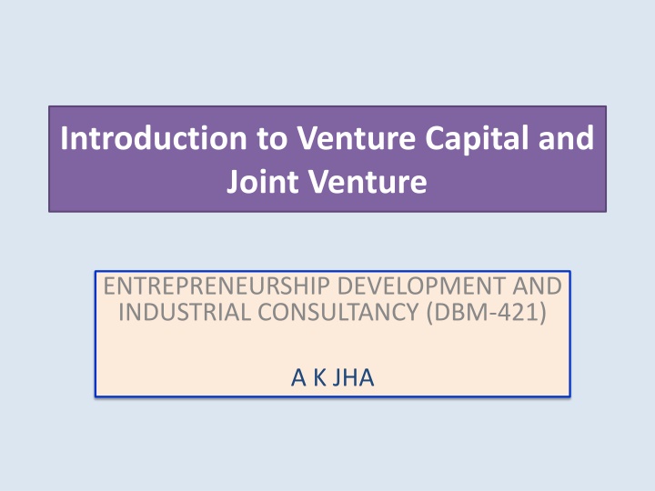 introduction to venture capital and joint venture