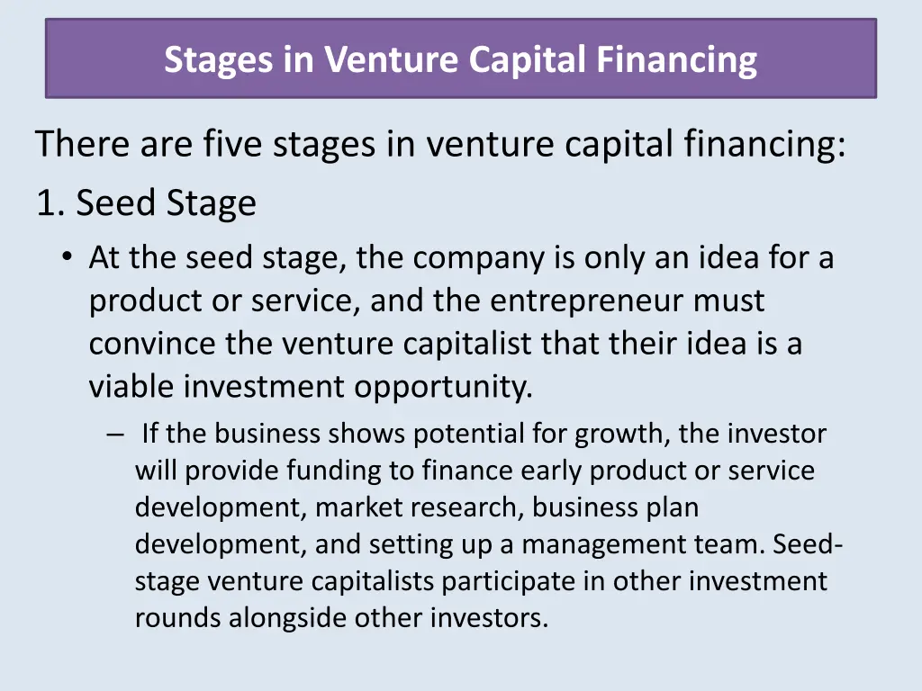 stages in venture capital financing