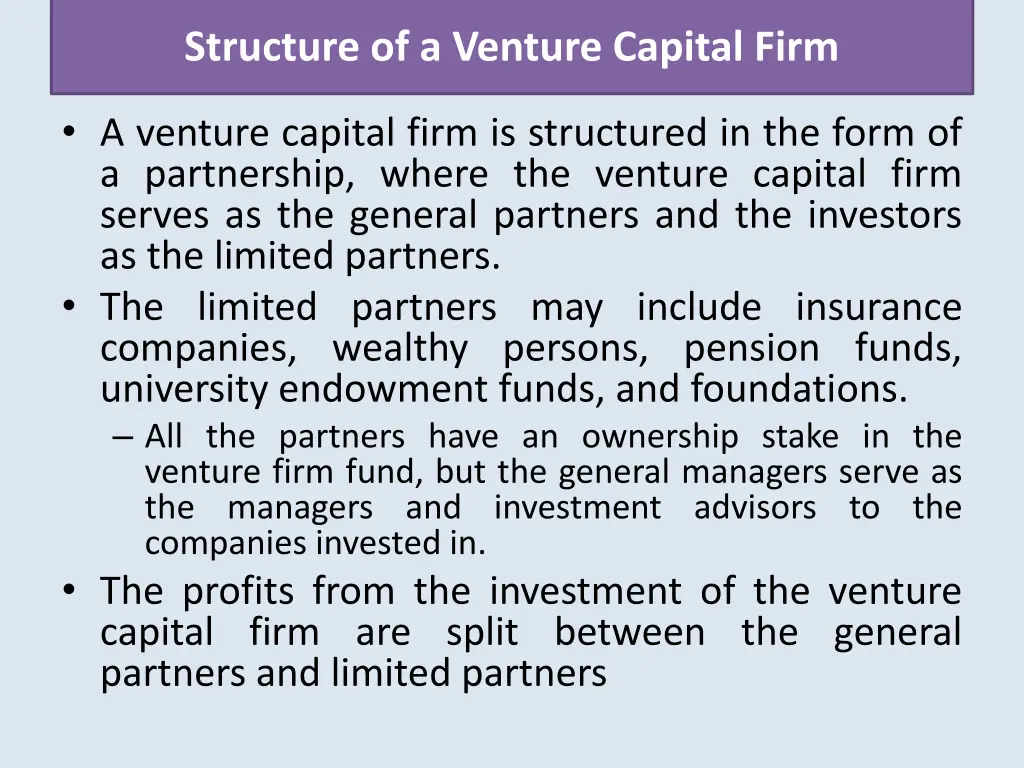 structure of a venture capital firm